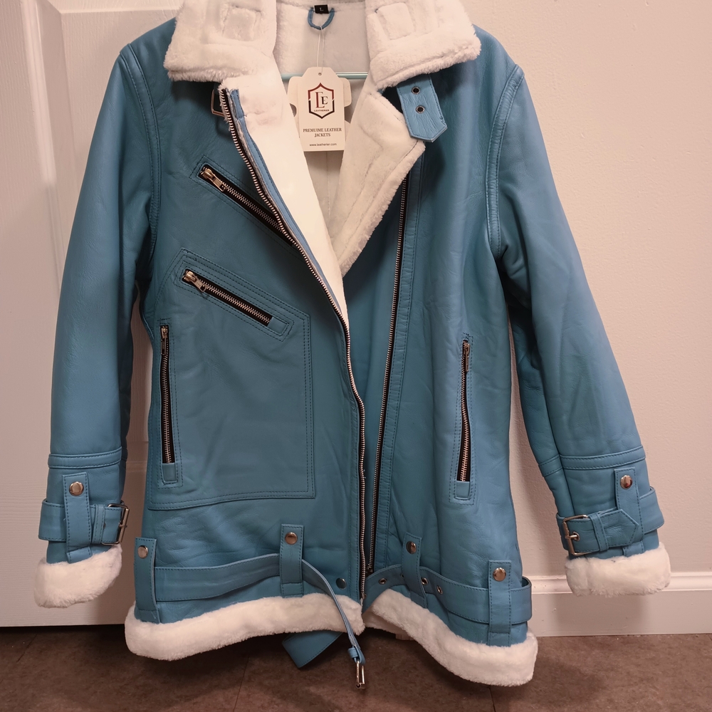 Women's Blue Shearling Jacket